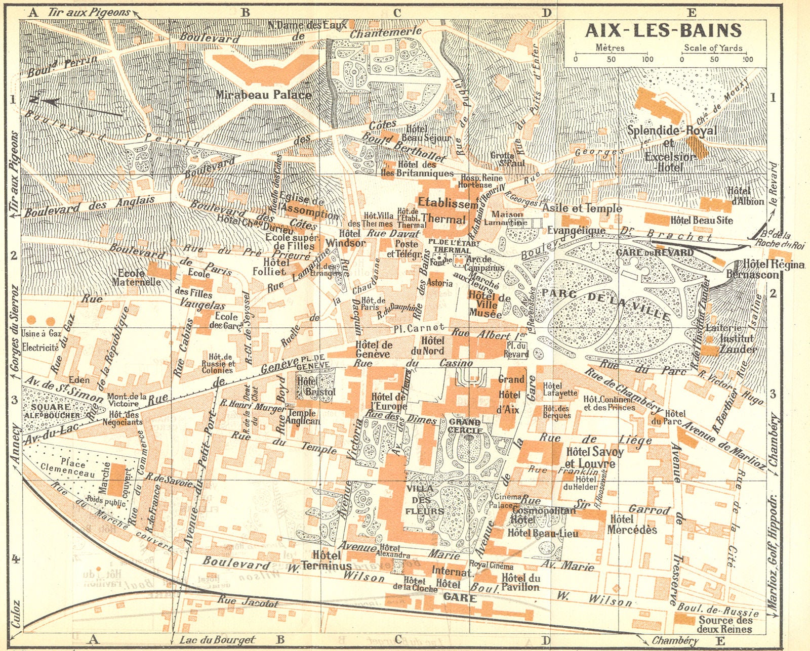FRENCH ALPS. Aix-Les-Bains. Alpes Françaises 1926 old vintage map plan chart